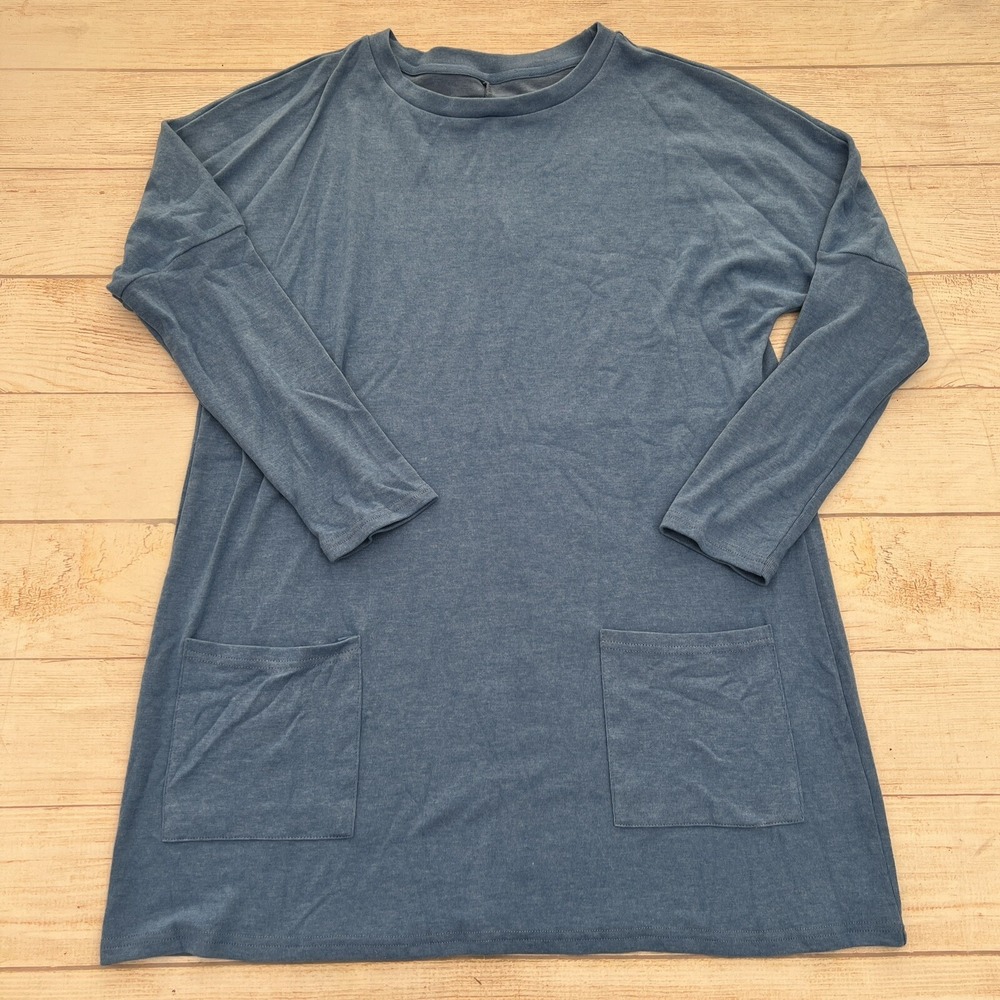 Asvivid Round Neck Turquoise SweatShirt with Pockets Size L - Picture 7 of 14